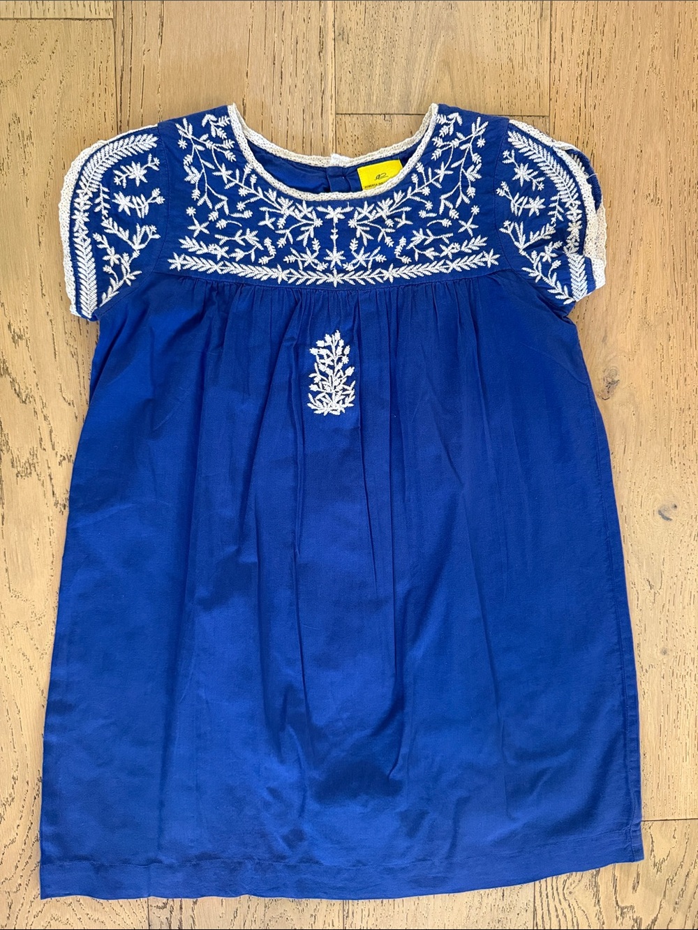 Roberta Roller Rabbit Blue Dress with White Embroidery